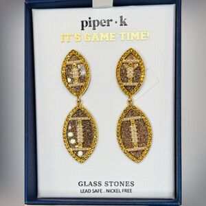 Piper K Gold and Brown Football Earrings